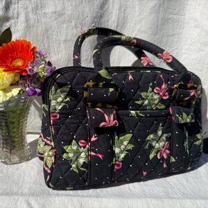 Vera Bradley Double Handled Satchel Retired "New Hope" Lily of the Valley & Bows